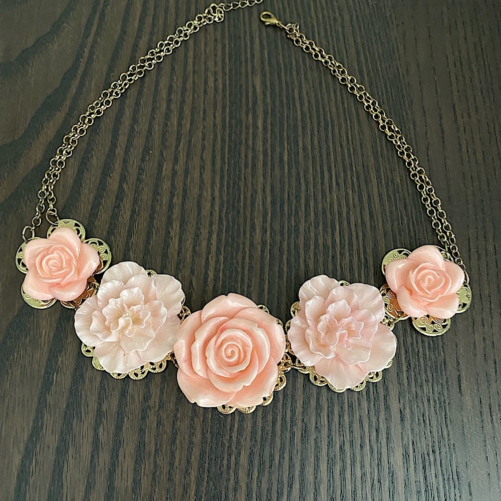 Pink floral necklace